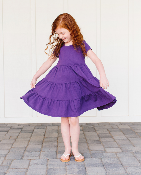 Girls dark purple clearance dress