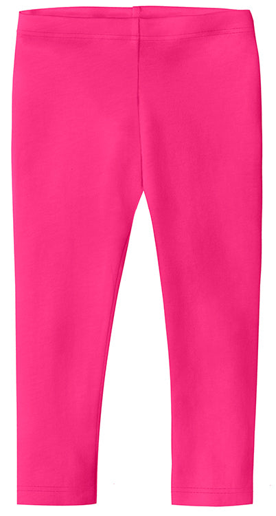 Kidsy Toddler Baby Girls Frilled Leggings – Peruvian Pima Cotton,  Elastic Waist, Pull-On, Solid Colors, Hot Pink, 4 