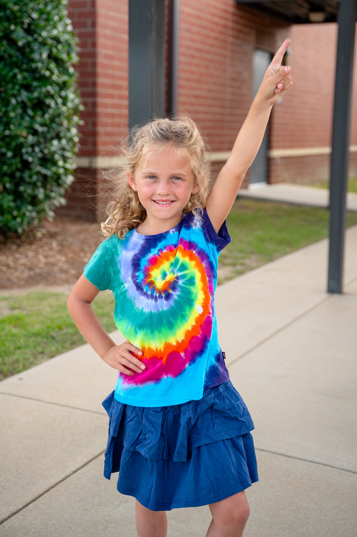 Girls Tie-Dye Soft Organic Cotton Jersey Cap Sleeve Crew Tee | Rainbow Spiral