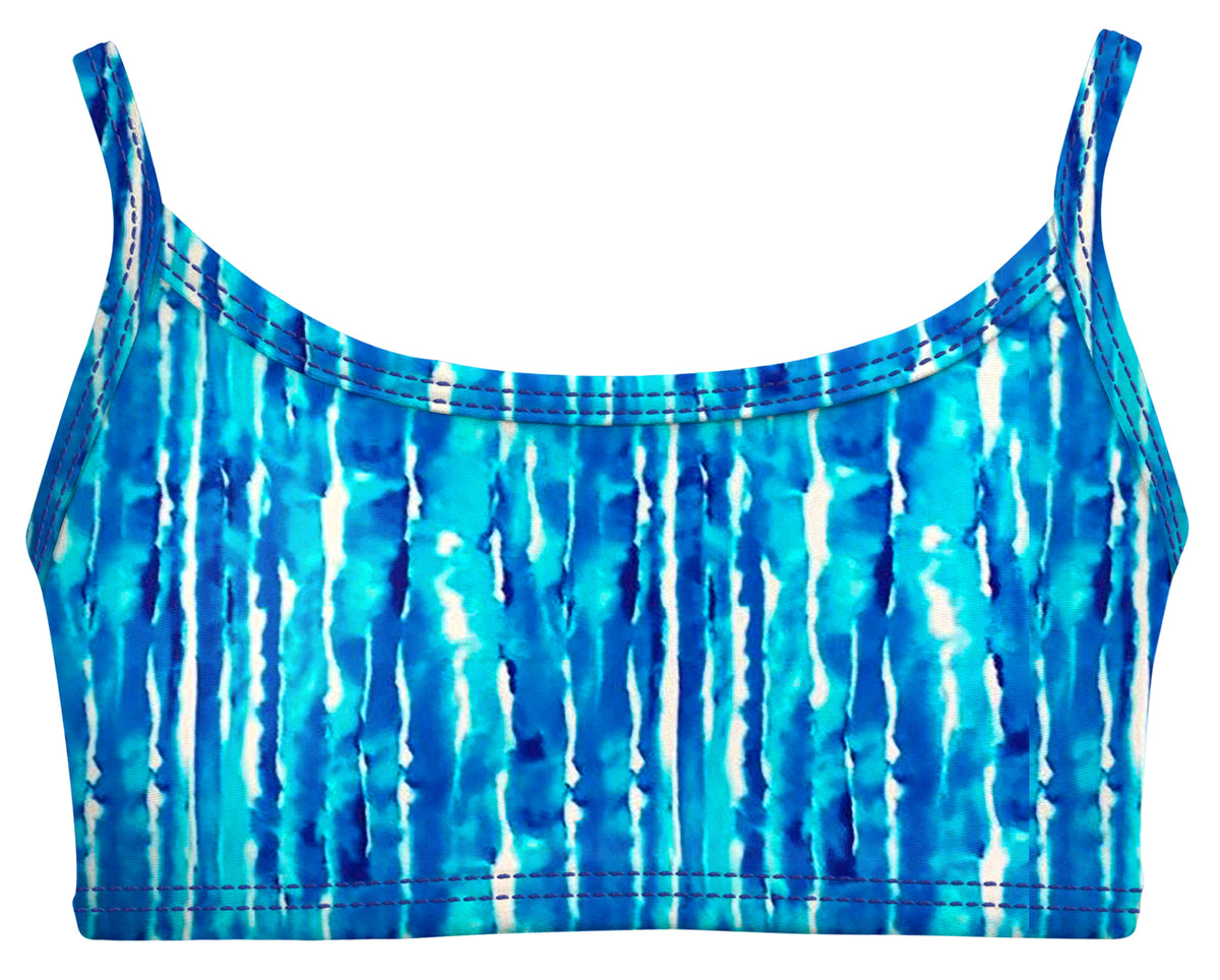 Girls UPF 50+ Printed Bikini Swim Top  | Water Tie Dye