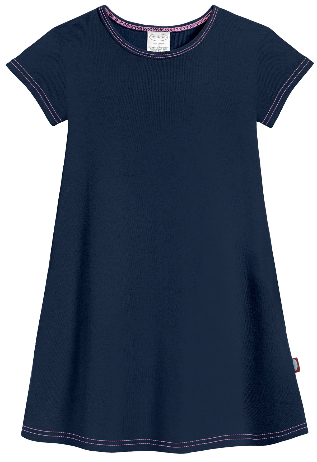 Girls Soft Cotton Jersey Cap Sleeve Dress | Navy