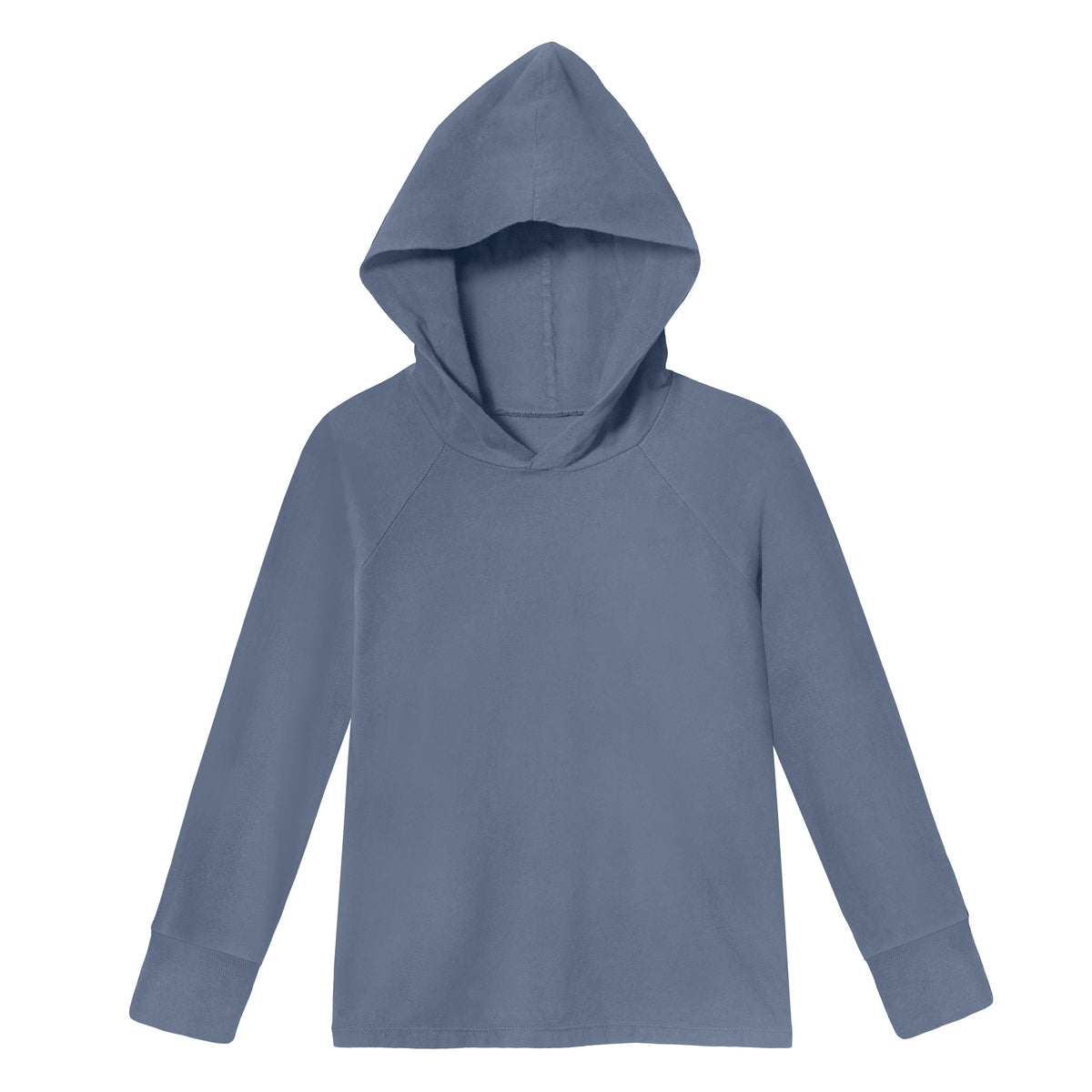 Boys Soft 100% Cotton Medium-Weight Long Sleeve Hooded Tee With Cuffs | Concrete