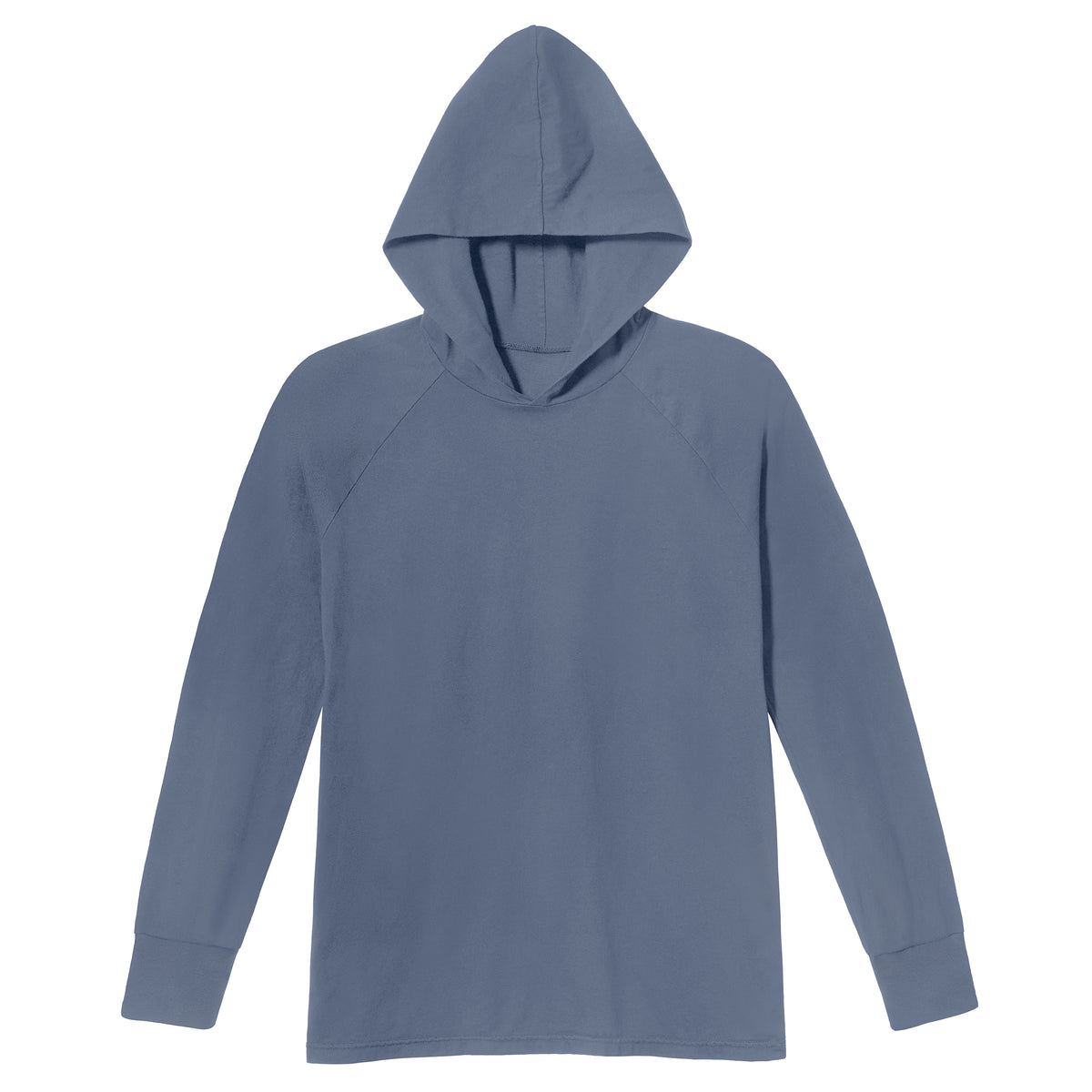 Men&#39;s Soft 100% Cotton Medium-Weight Long Sleeve Hooded Tee With Cuffs | Concrete