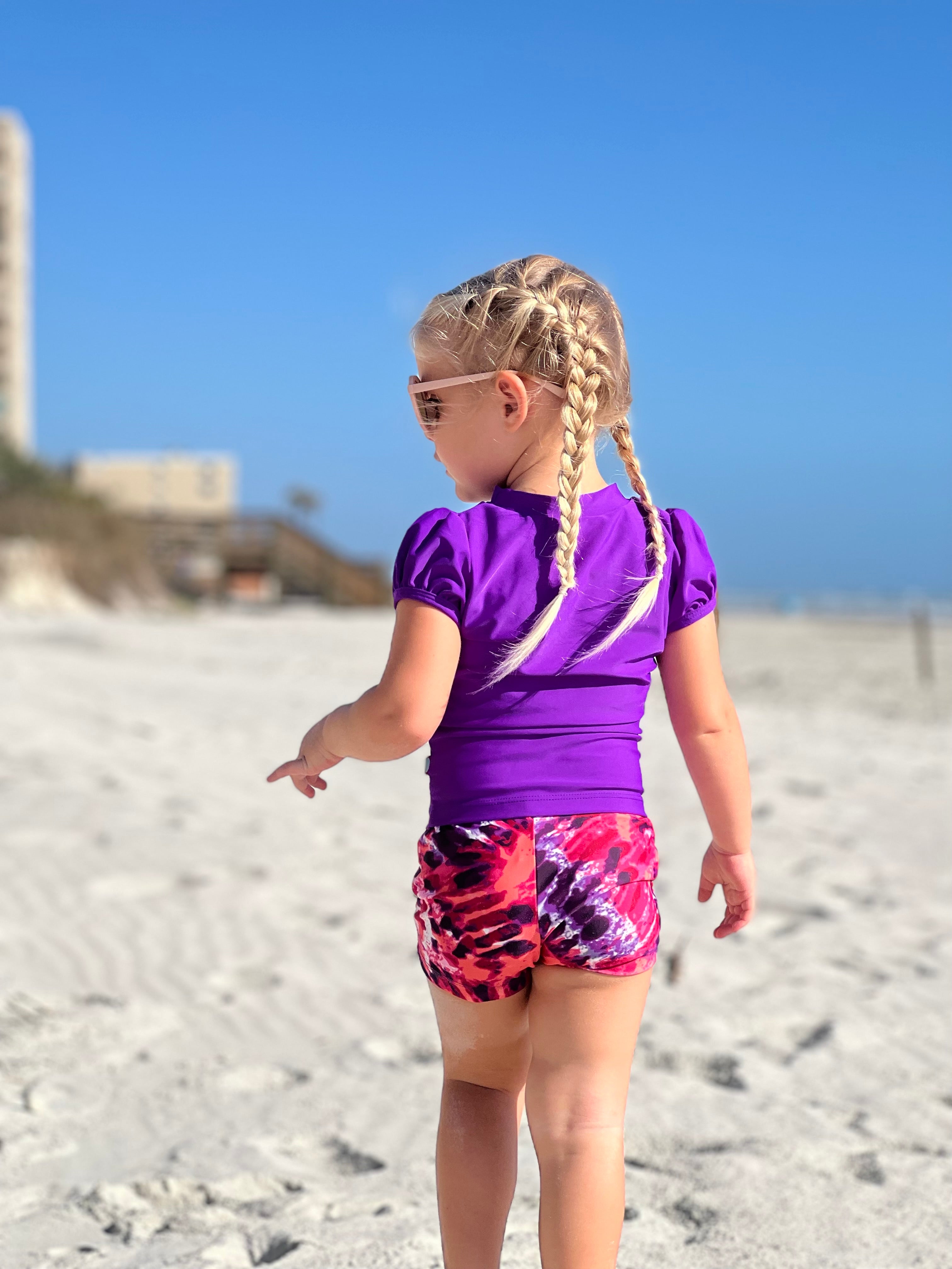 Girls UPF 50+ Puff Sleeve Rashguard