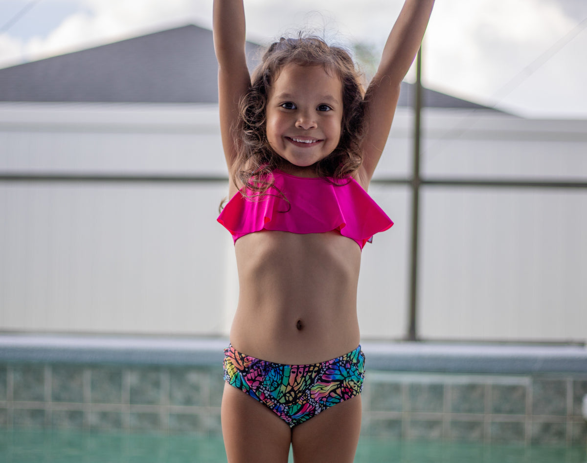 Girls UPF 50+ Printed Swim Briefs  | Leopard