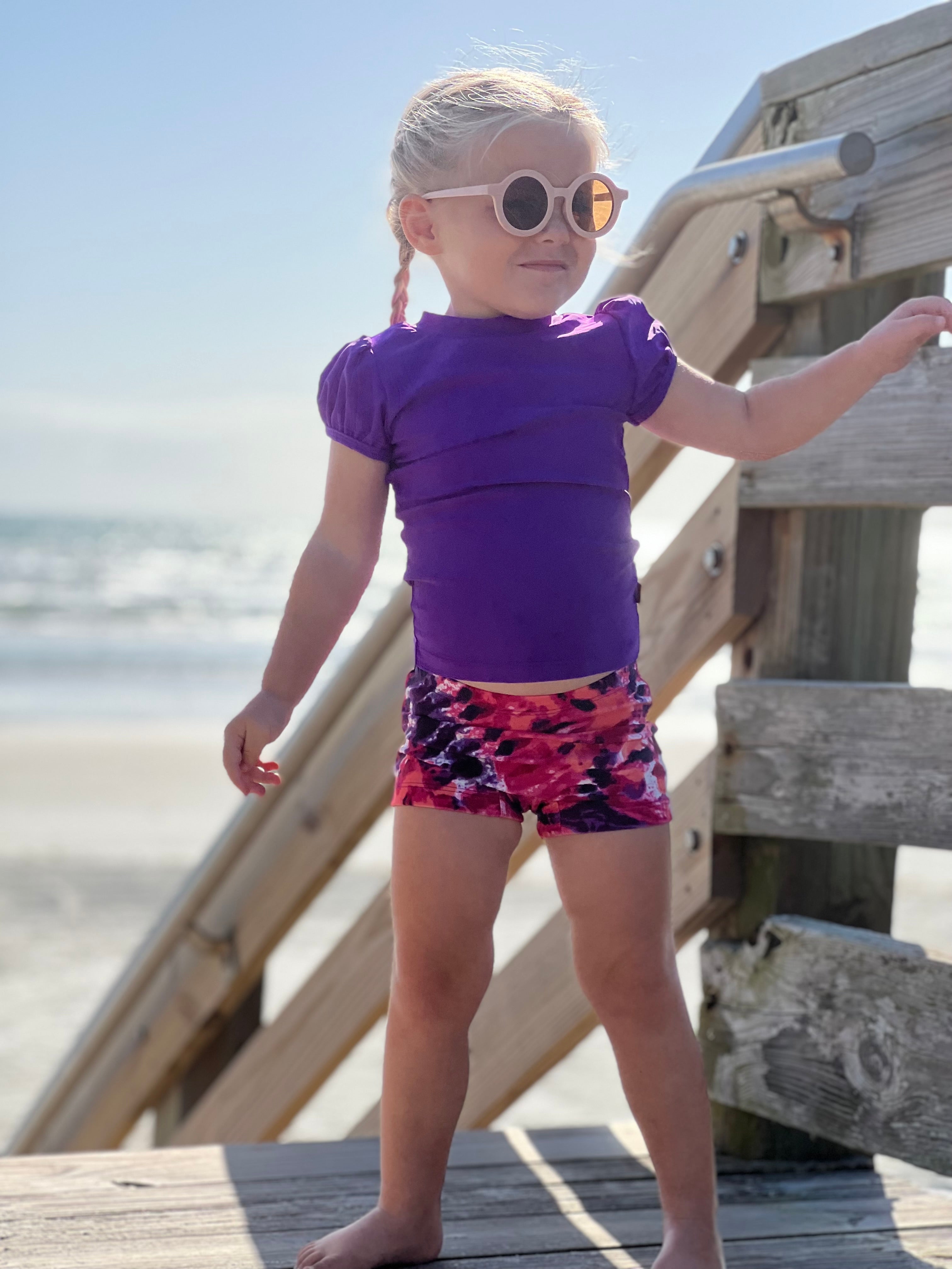 Girls boy short sales swimsuit