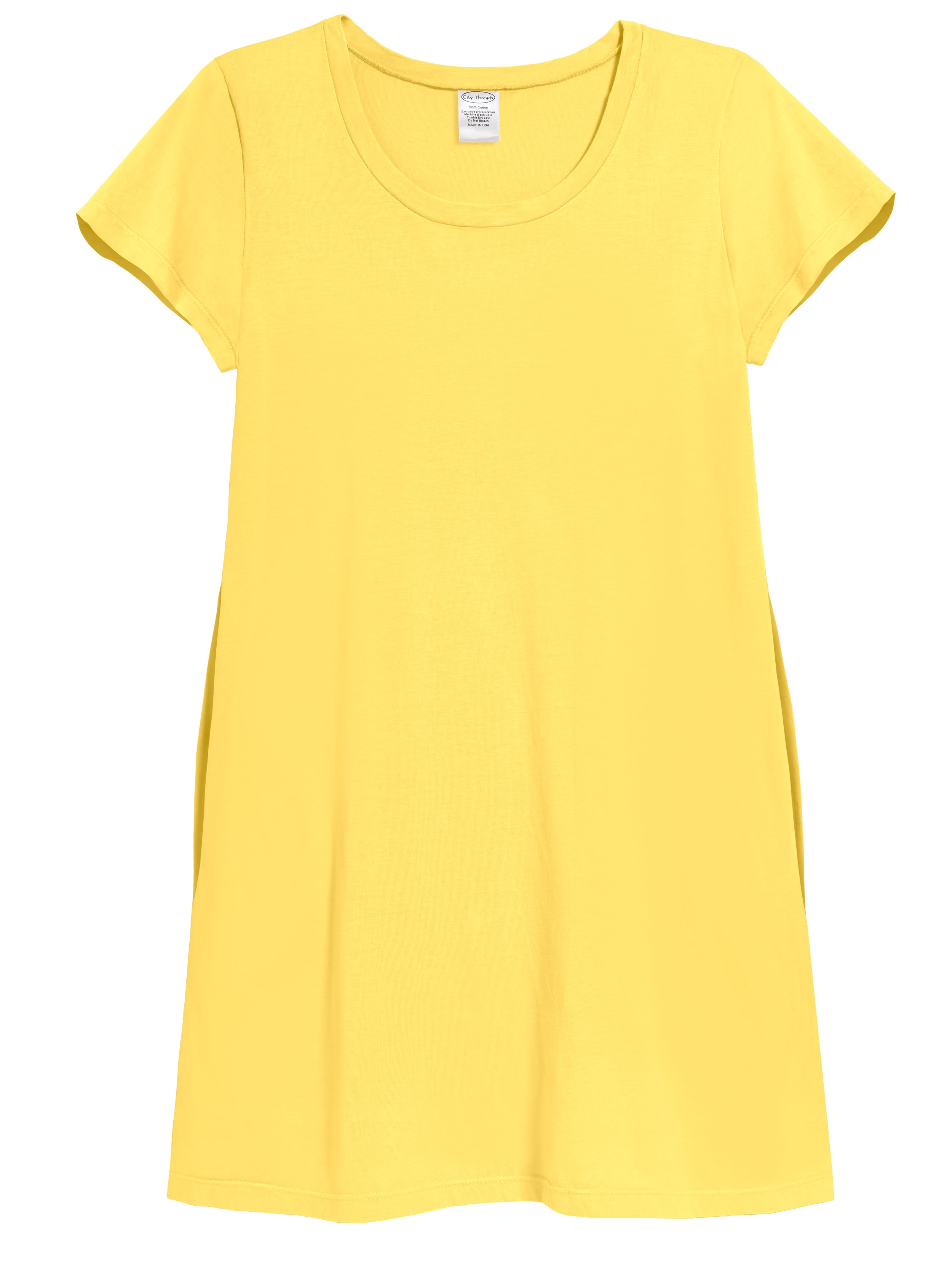 Cotton Tunic Dress - Yellow - Ladies