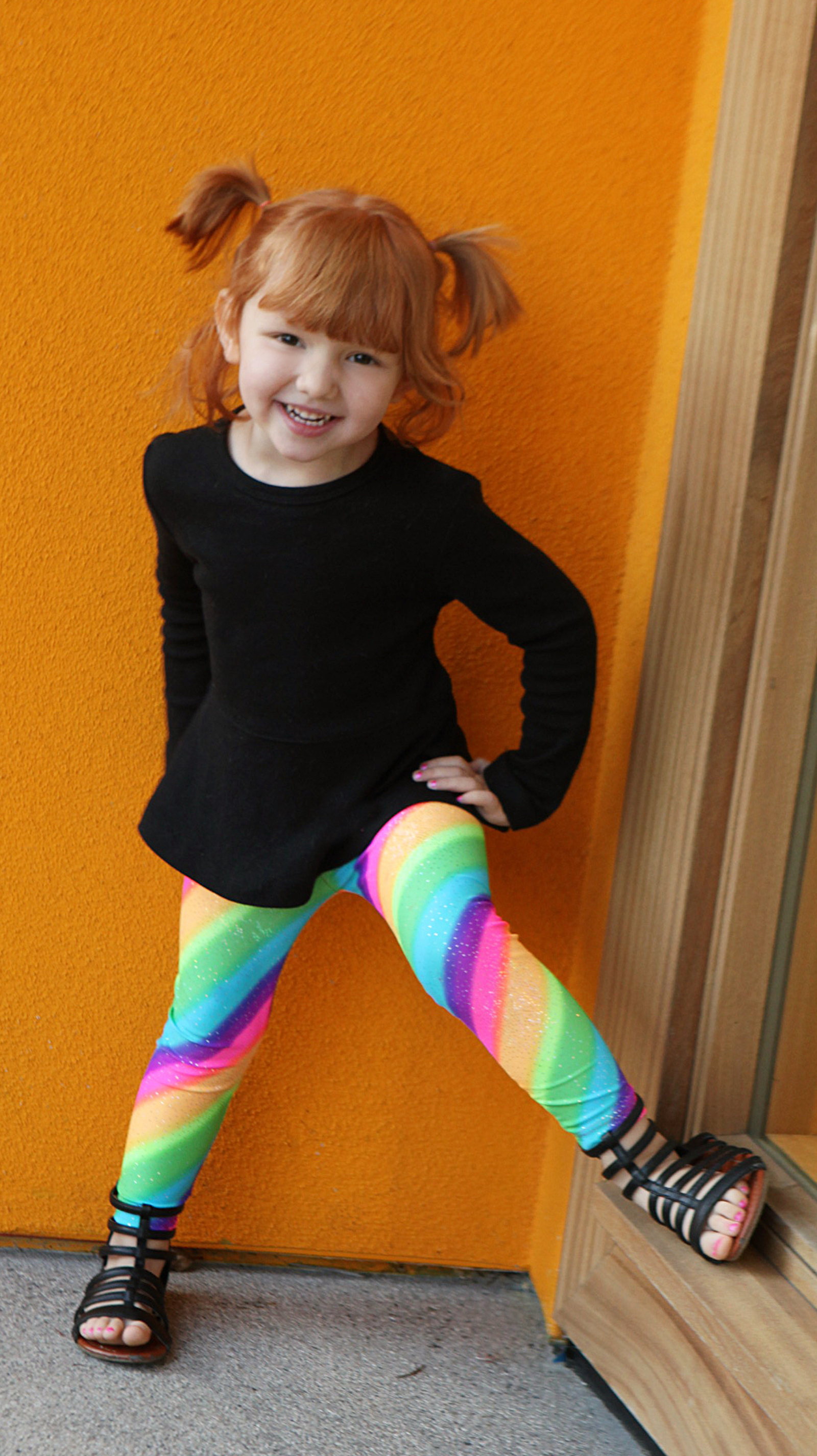 Wildfox Black Confetti Rainbow Glitter Leggings with Pocket Womens