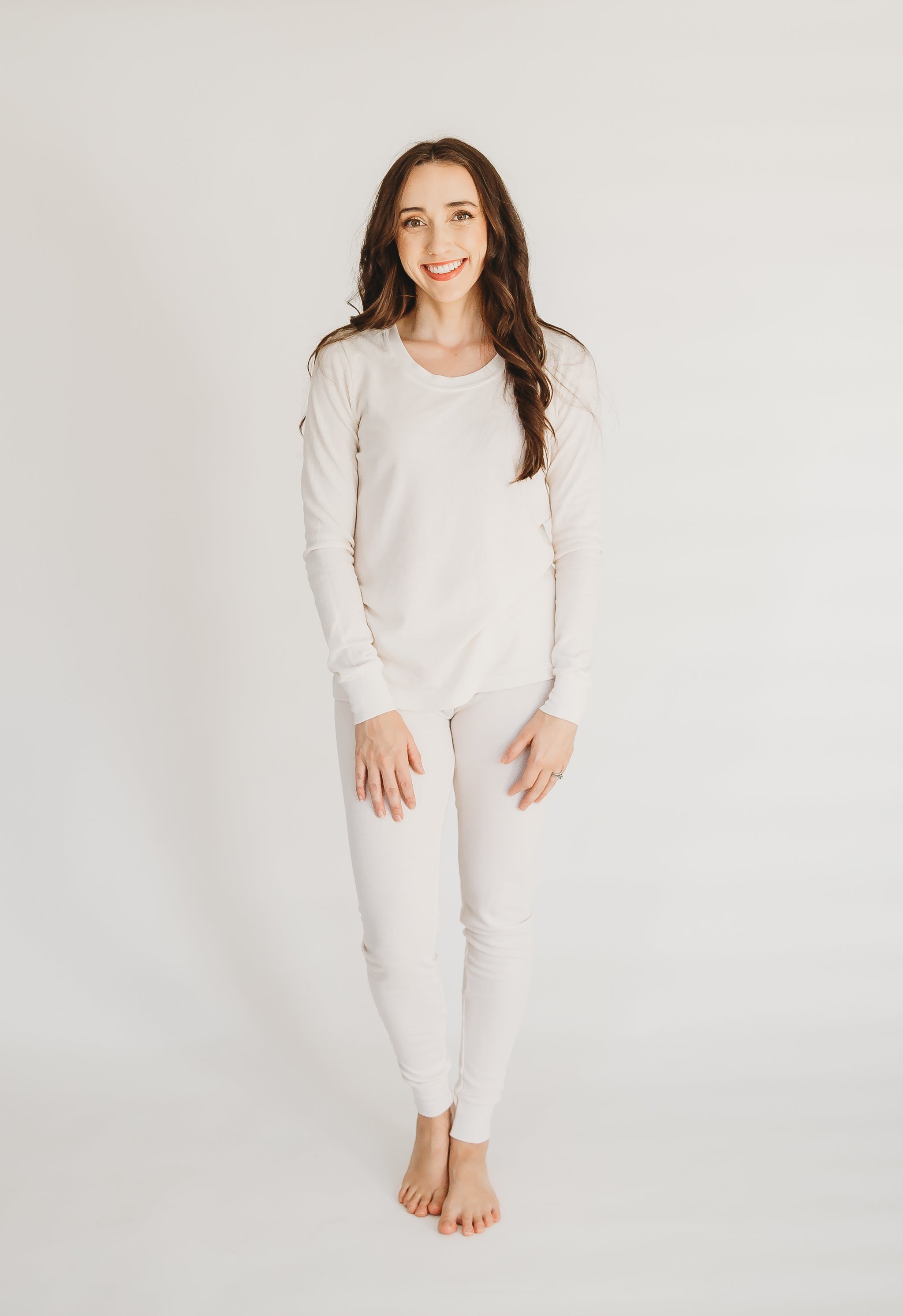 WUHOU Women's 100% Cotton Thermal Underwear Two Piece Long Johns  Set-Medium-White at  Women's Clothing store