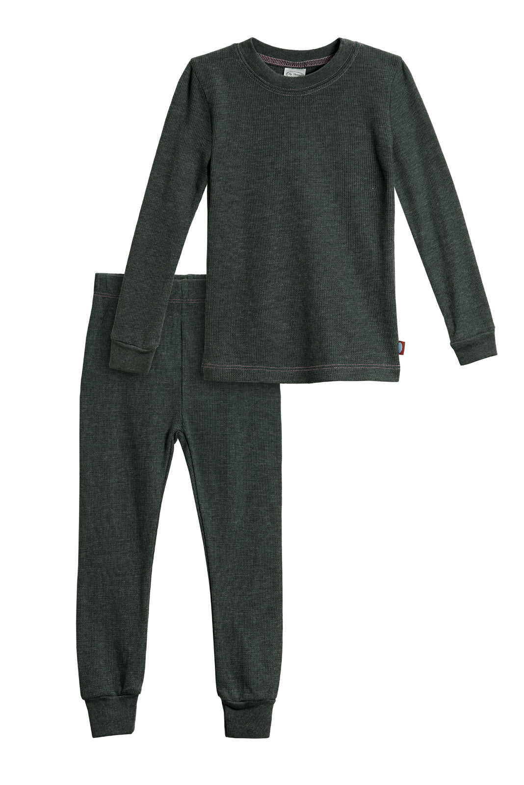 Women's Cotton Waffle Knit Thermal Underwear Stretch Shirt & Pants 2pc Set  (XL, Black)