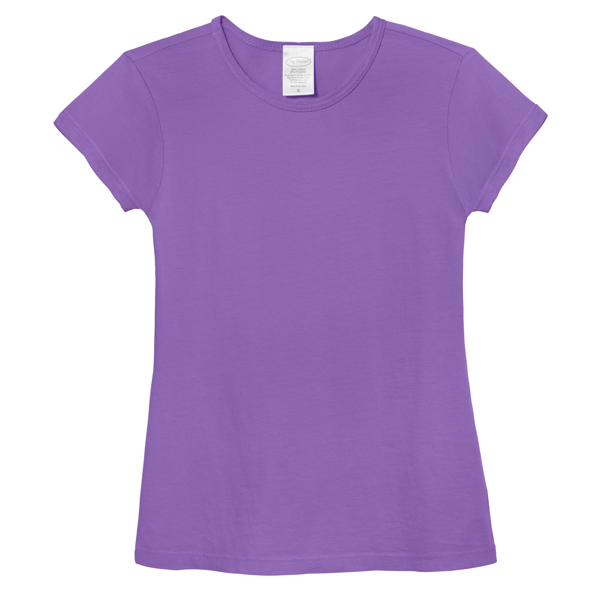 Girls Soft Cotton Jersey Cap Sleeve Crew Tee