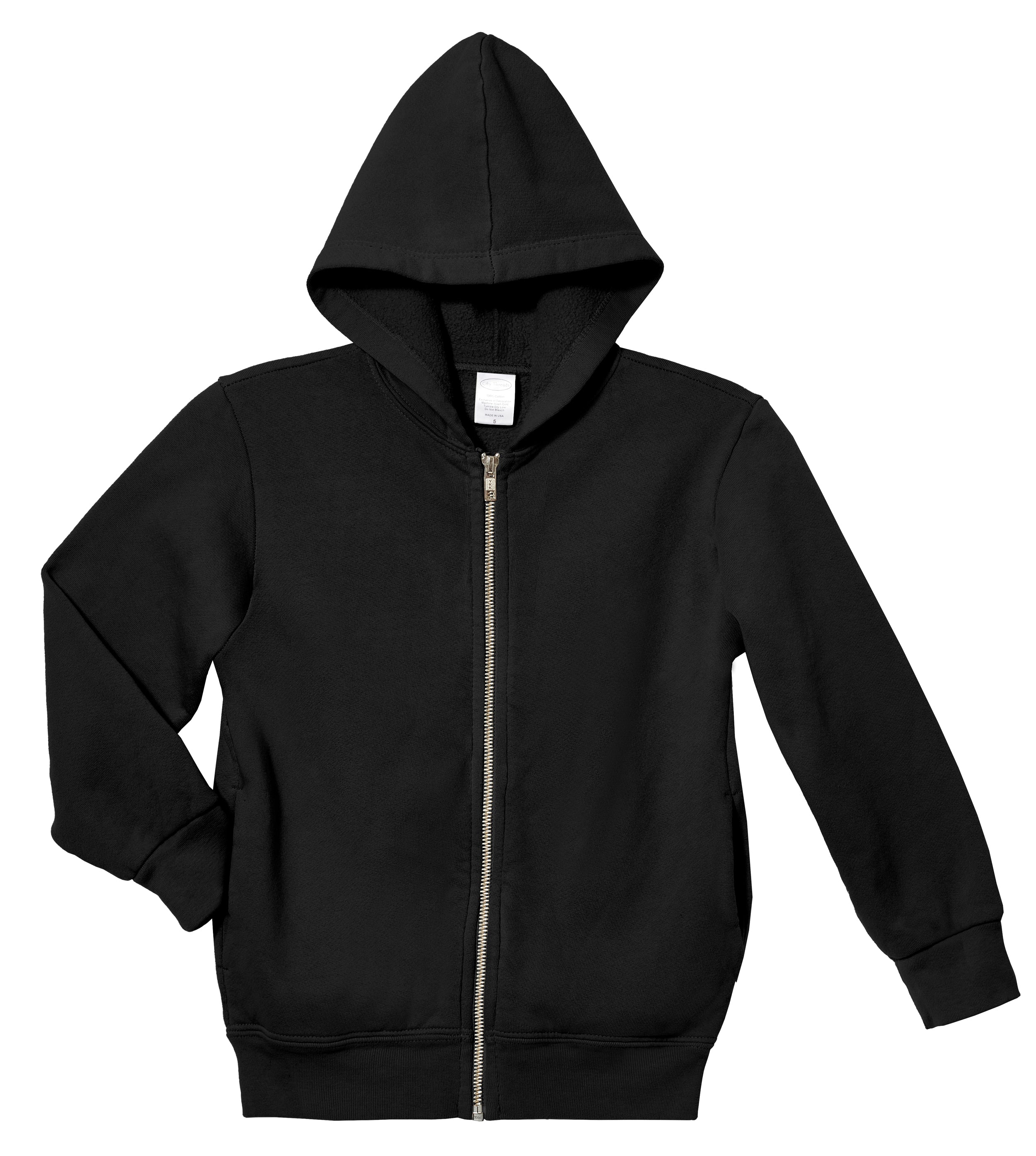 Just Sweatshirts Hooded Full Front Zipper Black 100% Cotton