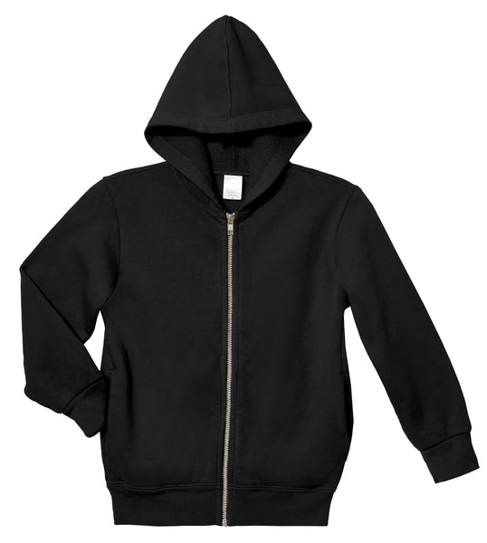 Soft Cozy 100 Cotton Fleece Zip Hoodie with Inner Pockets Black City Threads USA