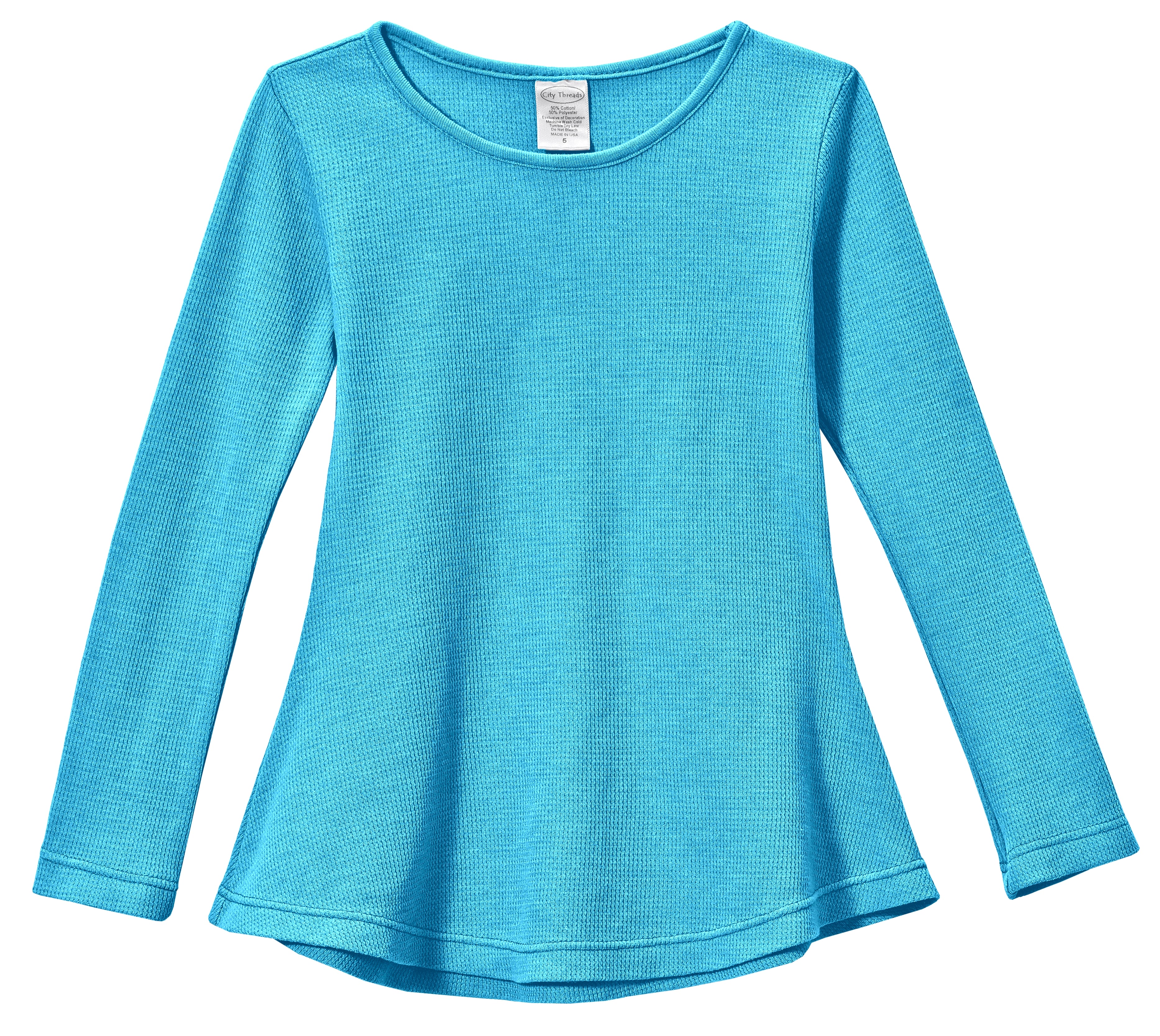 Girls Thermal Long Sleeve Tunic Shirt Cotton Polyester Blend 50/50