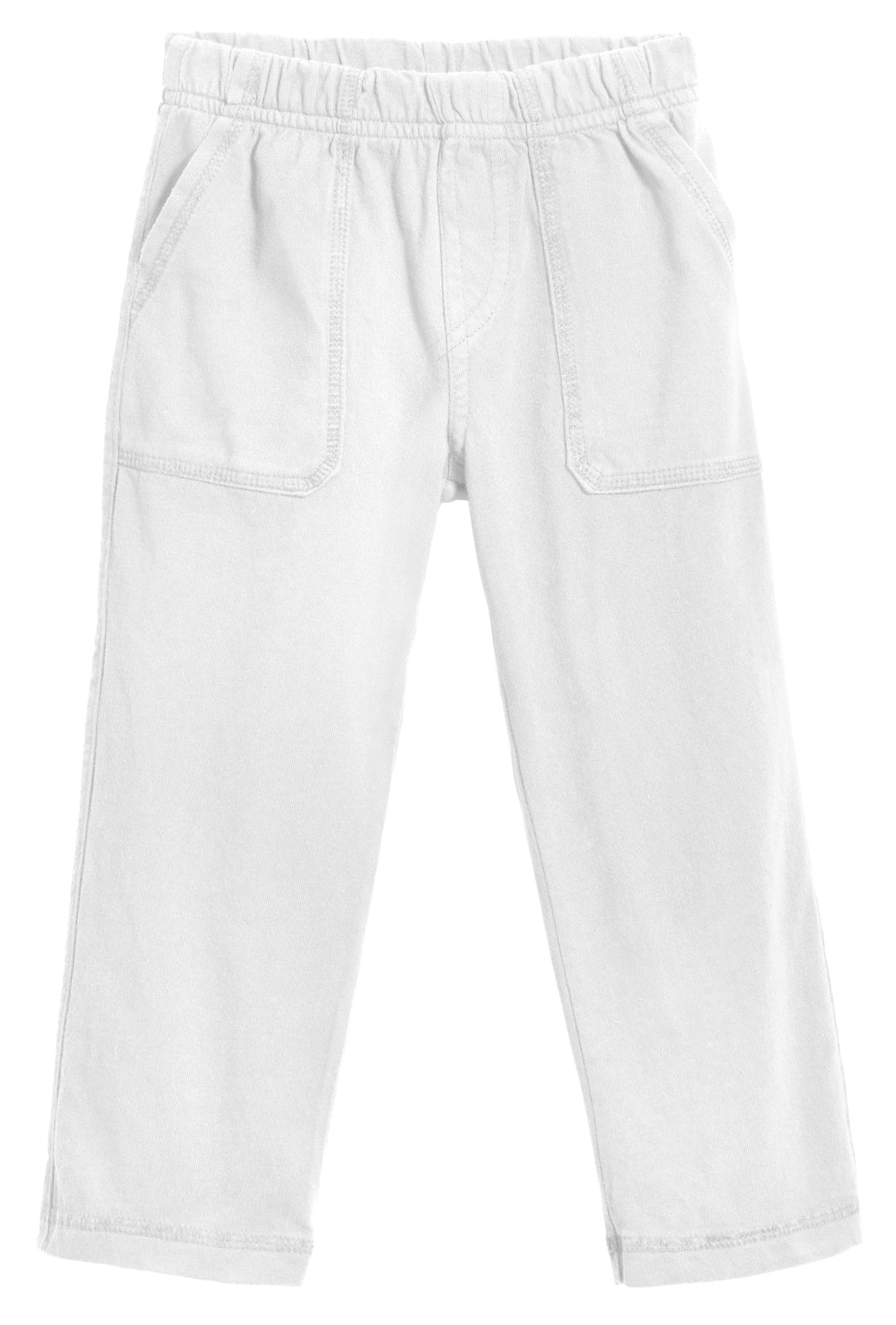 Boys Soft Cotton 3-Pocket Jersey Pants - UPF 50+ | White