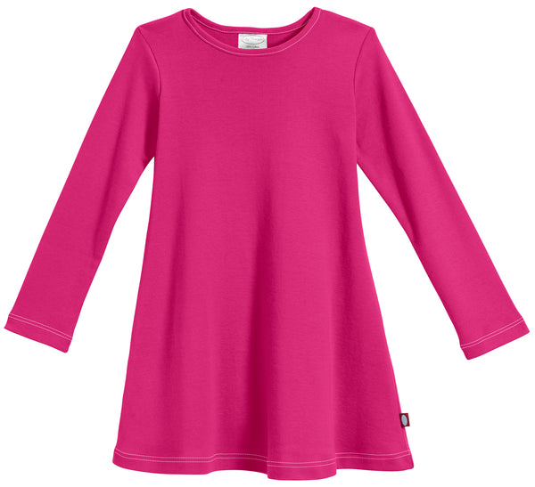 Girls Long Sleeve Baby Rib Cotton Dress - City Threads USA